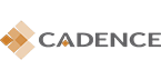Logo of Cadence Design Systems, featuring an orange geometric shape resembling a stylized letter 